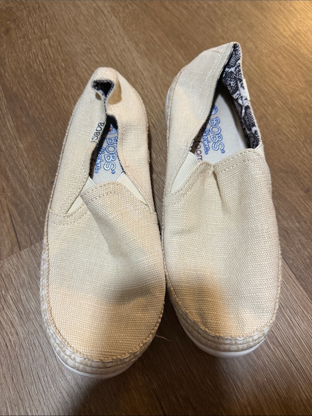 Skechers Cream Canvas Slip-On Espadrille Sneakers